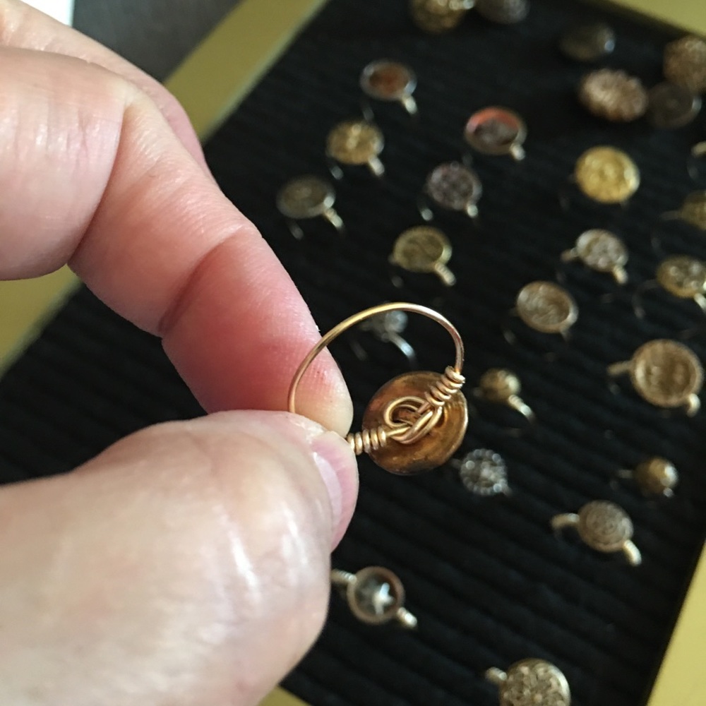 Victorian Button Rings. Durable gold plated. - Picture 2 of 10